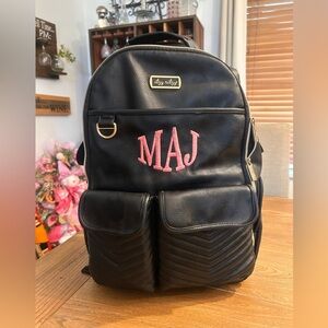 Itzy ritzy Black Diaper Bag with Pink Monogram